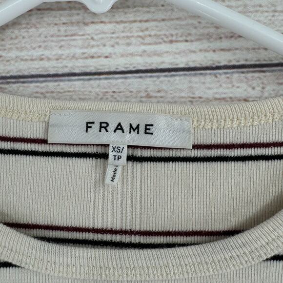 Frame‎ Denim Button Shoulder Striped Long Sleeve Top Women's XS White/Blue/Red - Picture 7 of 11